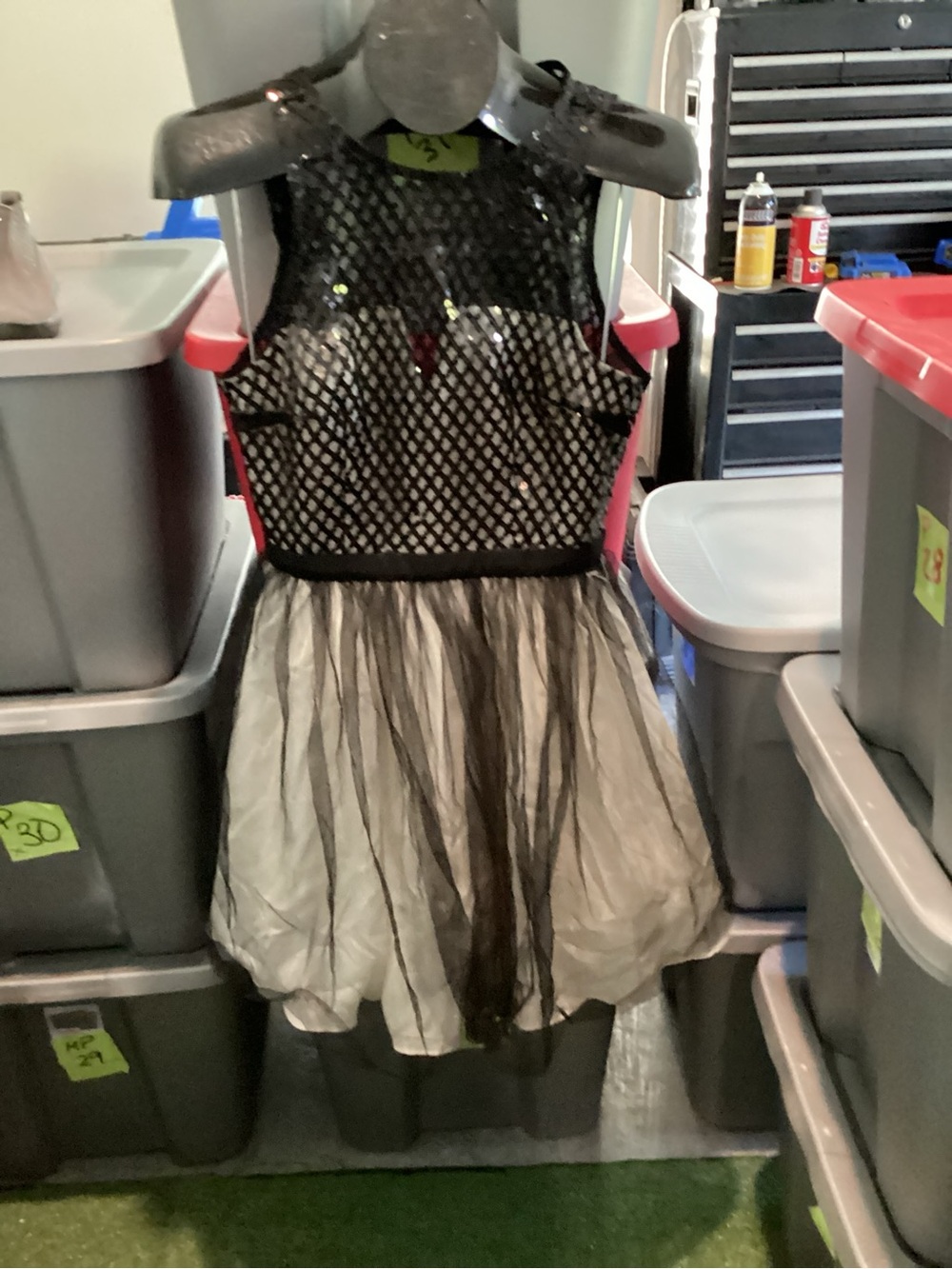 Minuet Petite Black and Silver Sequin Tulle Party Dress p53